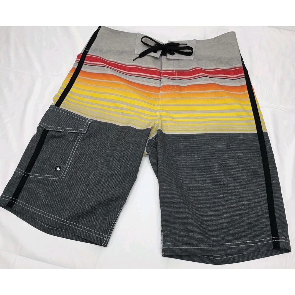 Mossimo Supply Co Mens 30 Board Shorts Gray Red Yellow Orange Surf Swim Beach